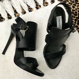 Italian Black Strappy Heels